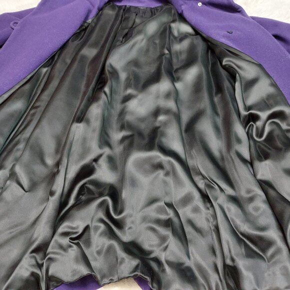 VTG Anna Collection Coat Women's Purple Australia Lamwool Blend Fox Fur Collar L - Picture 9 of 12